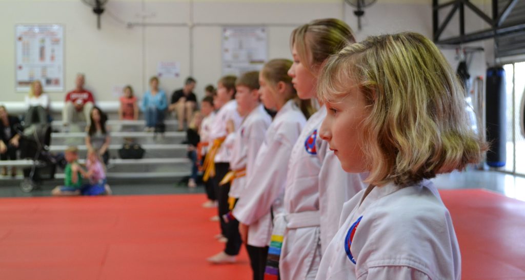 Red Dragons (8-12yo) lining up for class